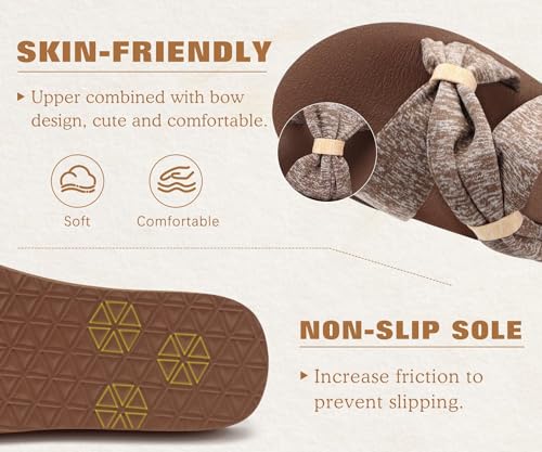 Image of KuaiLu Womens Dressy Bow Sandals Arch Support Yoga Foam Cushion Comfortable Walking Slides Open Toe Summer Beach Indoor Outdoor Slippers