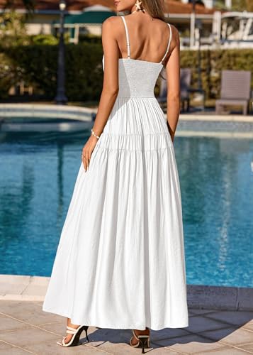 Image of KIRUNDO Maxi Dresses for Women 2026 Summer Sleeveless Spaghetti Strap Long Flowy Beach Vacation Dress Boho A Line Sundress