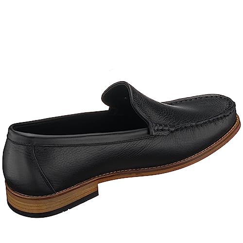 DALGALA Men's Black Leather Handcrafted Penny Loafers Slip on Casual Shoes2