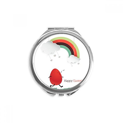Miroir de maquillage de poche rond portable multicolore de pâques