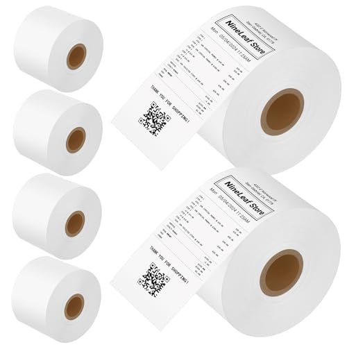 NineLeaf 6 Roll Replacement 30270 2-1/4'' 57mm x 249' 76m White Continuous Receipt Labels ROS Paper Direct Thermal Tape Compatible for Dymo 450 Twin Turbo CoStar Zebra GX430T, NOT FIT 550 & 5XL