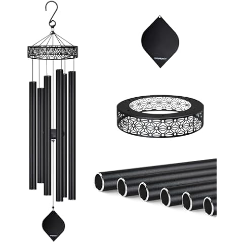 Large Wind Chimes for Outside Deep Tone,50" WindChimes Outdoors Unique Clearance Memorial Sympathy Wind Chimes for Loved one Mom Dad,House Warming Gifts New Home graden Decor (Black) Cover