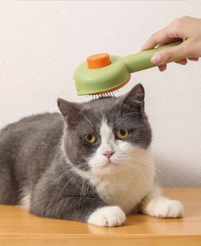 Cepillo para perros - cepillo para gatos - Cepillo autolimpiante – Ideal para Pelo Largo y Corto - Color verde -quitapelos perros - quitar pelo muerto