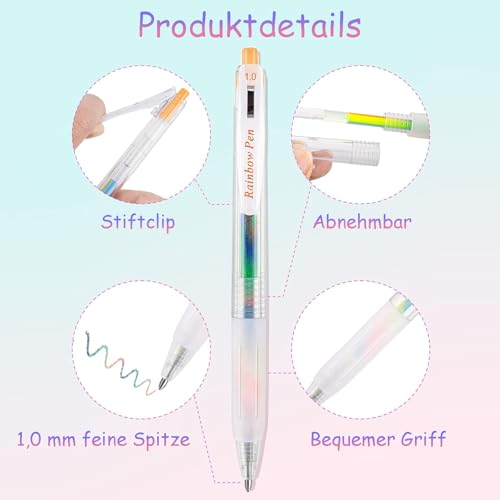 Caelura 6 Stück Glitzerstifte Gelstifte Glitzer, Regenbogen stifte, Glitzer Gelstifte für Kinder Erwachsene Malbuch Zeichnung Scrapbook DIY-Grußkarten (Glitzerstifte)