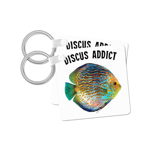 Porte-clés Discus Poisson carré 2,25 cm robuste lot de 2