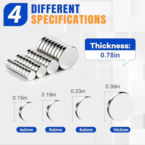Image of TRYMAG 200Pcs Small Magnets, 4 Different Sizes Tiny Mini Magents, Multi-Use for Fridge, DIY, Office, Hobbies, Crafts and Science
