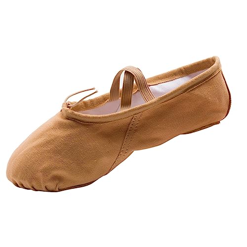 Healifty 1 Pair Flats Canvas Dance Shoes Non Slip Dancing Shoes Ballet Pilates Shoes Shoes Girls Ballet Flats Girls Slippers Ballet Dance Shoes Elastic Exercise Shoes Girl Child Brown3