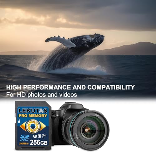 LEKUTAS 256GB SDXC UHS-I メモリーカード - 最大200MB/秒 C10 U3 V30 4K UHD フルHD & 4K ビデオSDカード Canon Nikon Sony Pentax Kodak Olympus Panasonic デジタル一眼レフカメラ用 ミラーレスカメラ ブルー