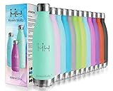 HoneyHolly Trinkflasche Edelstahl, Thermosflasche 500ml, BPA-frei Auslaufsichere Vakuum Isolierte, Thermoskanne 0,5l, Doppelwandige Isolierflasche für Fahrrad, Reisen, Sport, Yoga, Camping, Fahrrad