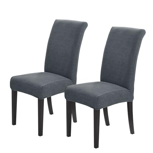 Joccun Chair Covers for Dining Room Set of 2,Dining Chair Slipcovers Stretch Dining Room Chair Covers Seat Protector,Washable Parsons Chair Cover for Home,Hotel,Banquet(Gray,2 Pack)