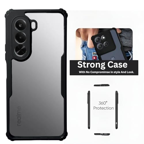 Image of Mobile Back Cover Black Border Transparent Back Cover for Realme P4X 5G | Soft TPU | Shockproof | Camera Protection