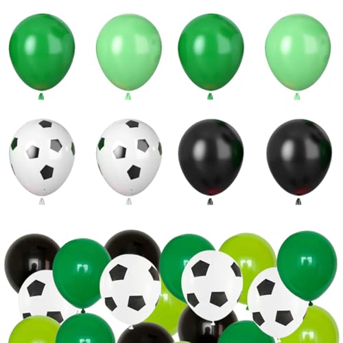 Palloncini Calcio, 40 Pezzi Lattice Palloncino 12 Pollici in Lattice, Palloncino Verde Nero Bianco, Per Amanti Del Calcio, Festa Sportiva, Riunione Sportiva Scolastica, Coppa Del Mondo