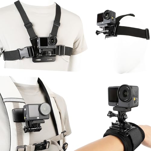 PellKing Magnetic Quick Release Vlog Mount Kit (Chest Harness,Head Mount,Wrist Strap, Backpack Clip) for DJI Osmo Action 6/Osmo Nano, 4-in-1 First Person POV Hands-Free Recording Accessory