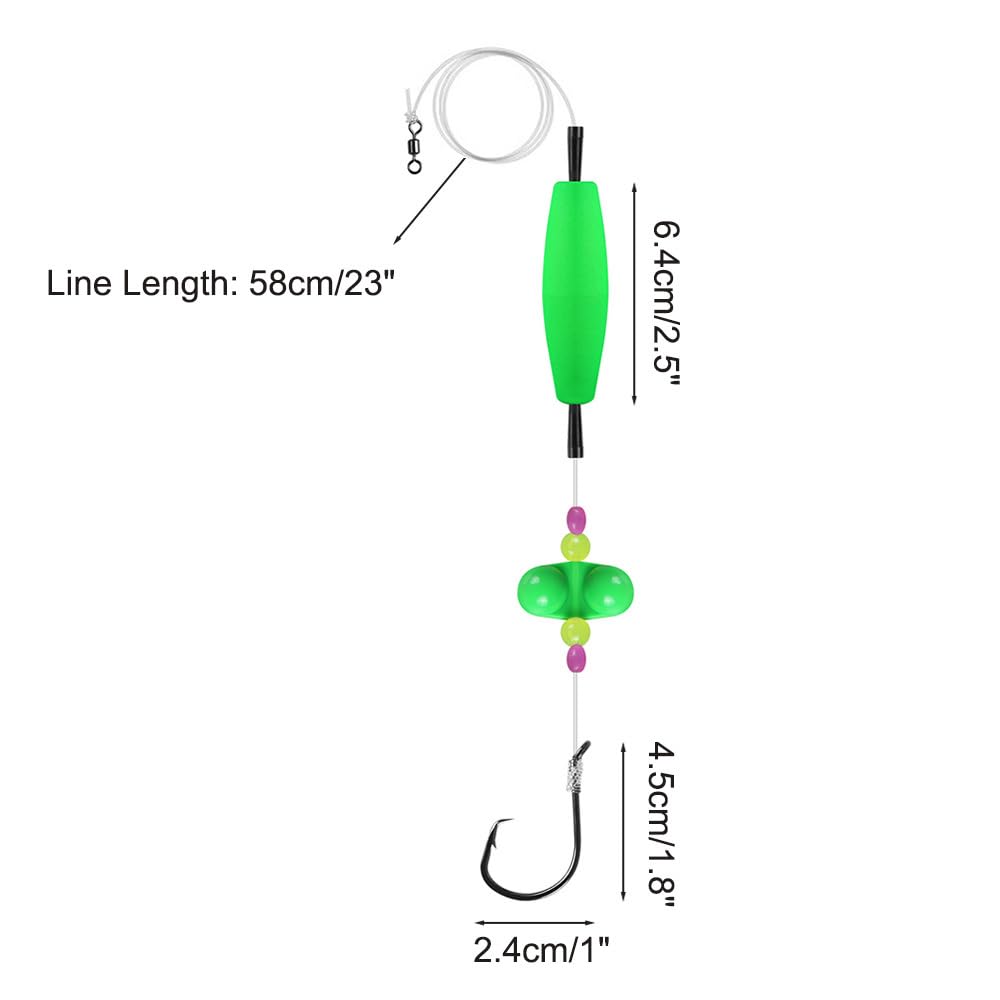 Attrezzatura per Pesca Pesce Gatto, 3 Pezzi 6/0 8/0 Esche Pesci Gatto Ami Circolari, Galleggianti per Pesci Gatto con 2 Perline in Acciaio Integrate per la Pesca in Riva e Sul Fiume