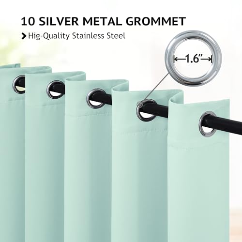 Image of COSVIYA Grommet Room Darkening Aqua Curtains 84 inch Long for Bedroom | Light Blocking Insulated Thermal Curtains for Living Room, Blackout Thick Polyester Window Drapes,62x84 inches, 2 Panels