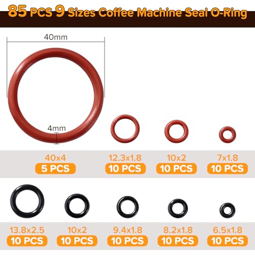 Lyeteung 85 Stücke Kaffeemaschinen O-Ringe Bausatz, Siliko Dichtungsringe Brühgruppe, Kompatibel mit Philips Saeco Spidem Gaggia
