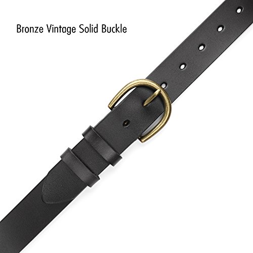 Whippy Leather Belt For Women Vintage Waist Belt With Bronze Alloy Buckle (Suit Pants Size 22-26 Inches, Black Strap And Brass Buckle) #TOP2