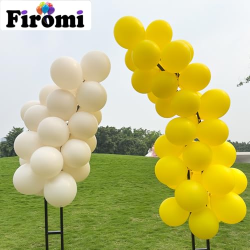 Image of Firomi Beige Latex Balloons 12-inch 100 Pack (with 3 Ribbons) | Big Helium Thicken Sand Balloon for Wedding Birthday