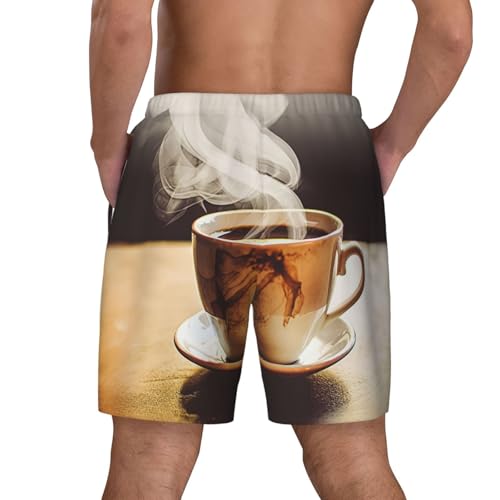 Men's Swim Trunks Quick Dry Board Shorts Hot Coffee Beach Shorts with Pocket Bathing Suits for Men3