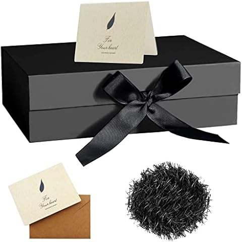 Magnetic Gift Box with Ribbon, Luxury Folding Presentation Boxes Present Packaging Decorative Box Set with Shredded Paper Cards for Birthday Christmas Wedding Anniversary Cover