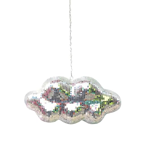 Ywmsfl Adorno colgante de esfera de discoteca con forma de nubes retro, esfera reflectante con cadena para decoración de fiestas de festivales