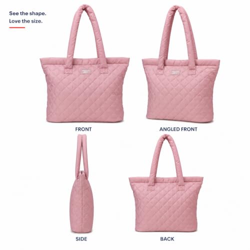 Image of Reebok Womens Tote Bag - Lightweight Carry On Puffer Quilted Tote Bag for Travel Work Travel and Daily Essentials