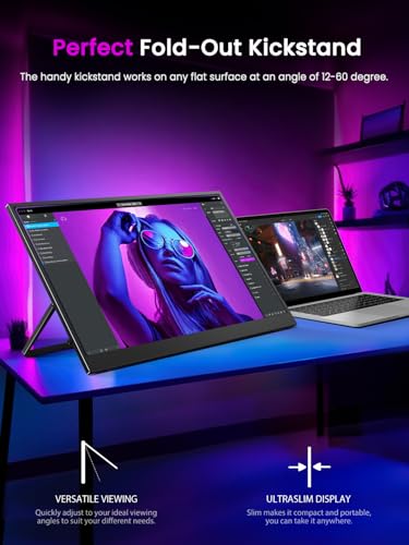 17.3 Pollici 4K QLED Monitor Portatile 100% AdobeRGB 1500:1 500 Nit 3840 * 2160 Schermo Opaco Eye-Care con Staffa Integrata mini HDMI USB-C per Laptop MacBoo Xbo PS4/5, Compatibile con VESA - Monitor - Immagine 4