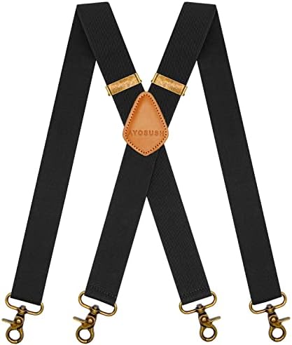 AYOSUSH Suspenders for Men Swivel Snap Hooks Black Elastic Formal Heavy Duty Braces Big And Tall