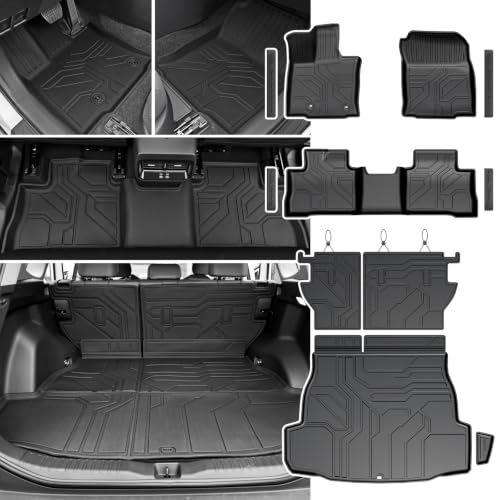 JOULARISE Floor Mats Set for 2026 Toyota RAV4 Hybrid All Weather TPE Floor Liners Backrest Mat Trunk Mat Cargo Liner Door Sill Guards Accessories(Not Fit PHEV or Subwoofer Models)