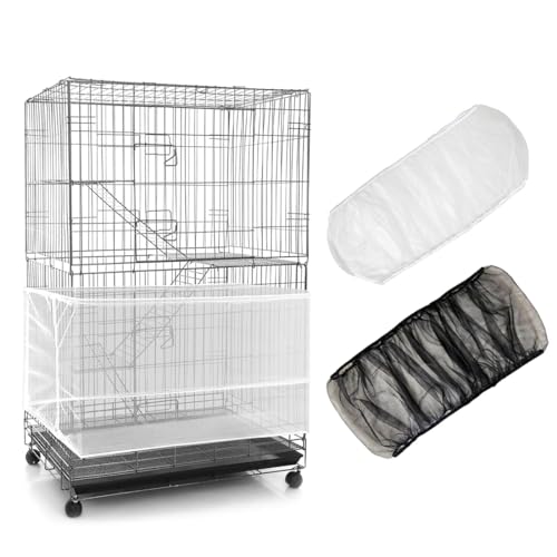 MenYiYDS 2 Pcs Funda para Jaula de pájaros,faldón para Jaula de pájaros,Red para Jaula de pájaros -Expandible,para ventilación de pájaros y Control de Polvo para Loros perímetro Ajustable 88-166cm