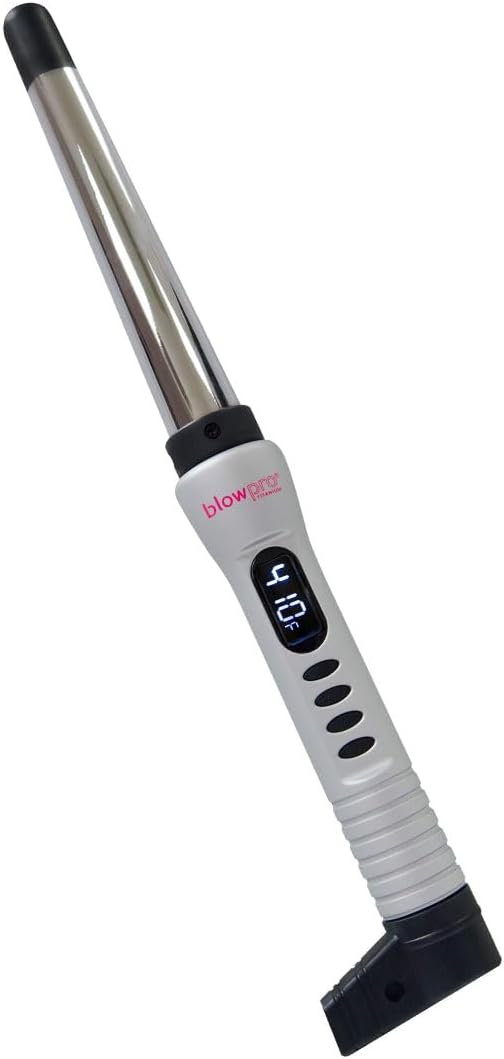 blowpro Titanium Curling Wand, up to 1" Tapered Barrel, Rapidly Heats up to 410°F, Digital Display, Perfect for Tight/Soft Curls or for Bold Beach Waves, Non-Slip Grip, Adjustable Auto-Shut Off!