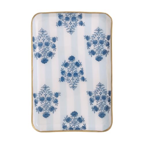 Mud Pie Metal Floral Stripe Pattern Tidbit