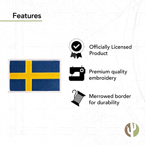 Sweden Flag Patch Bulk 3.5 Inch X 2.25 Inch State Iron On Sew Embroidered Tactical Backpack Hat Bags Caps Jackets Pants Swedish (3-Pack Patch) #TOP2