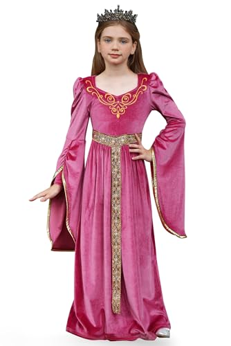 Vestido de princesa medieval para niñas traje de terciopelo elegante para recreación histórica