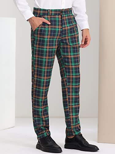 Lars Amadeus Men's Business Plaid Lightweight Regular Fit Flat Front Checked Pants2
