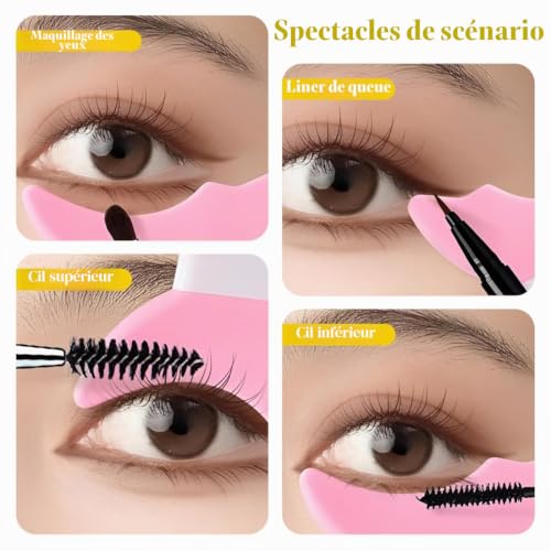 Quesuc 4 Stück Eyeliner Schablone Augen Make-Up Schablone Wimpern Führer Wimpern Schild Silikon Für Damen Make-Up Eyeliner Wimpern Rosa Lila Gelb Bla – vue 6