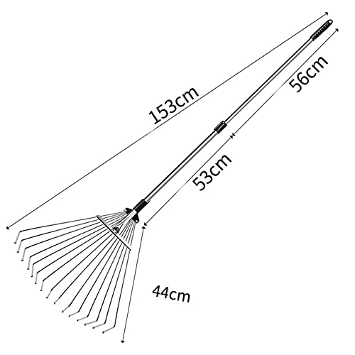 WJFLUCK garden rake Metal Garden Leaf Rake Adjustable Telescopic Folding Cleaner Rake Retractable Portable Deciduous Lawn Gardening Tool - Image 6