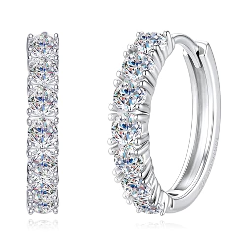TutuTiara Moissanite Hoop Earrings for Women 1.15CT D Color VVS1 Brilliant Diamond Huggie Hoops 925 Sterling Silver Earrings Hypoallergenic Dainty Jewelry Gift