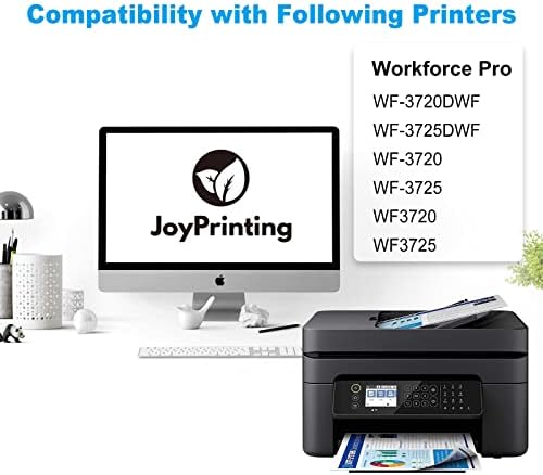 JoyPrinting 34 XL Compatible Ink Cartridges Replacement for Epson 34XL T3471 T3472 T3473 T3474 to use with Epson WorkForce Pro WF-3720DWF WF-3725DWF WF-3720 (Black Cyan Magenta Yellow, 5-Pack)