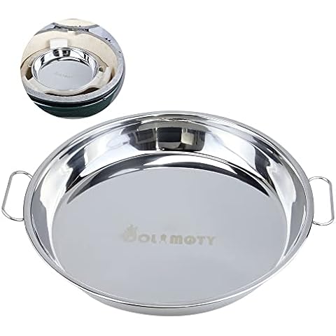 DOLAMOTY Drip Pan for Big Green Egg Large-Big Green Egg Accessories Replacement Parts Stainless Steel Roasting Pan, Also Fit Weber Kettle Charcoal Grills Kamado, 14 inch Cover