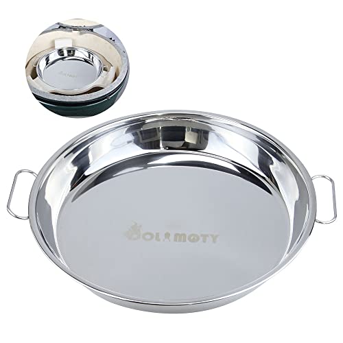 DOLAMOTY Drip Pan for Big Green Egg Large-Big Green Egg Accessories Replacement Parts Stainless Steel Roasting Pan, Also Fit Weber Kettle Charcoal Grills Kamado, 14 inch