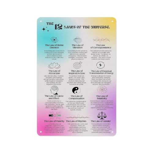 Poster 12 Lois de l'Univers Décoration Spirituelle Murale Sanctuaire 20x30