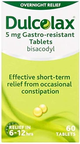 2 Packs of 60 Dulcolax Constipation Relief Laxative 5mg Bisacodyl Gastro Resistant Tablets 2 packs of 60 tablets
