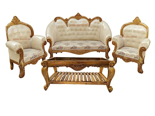 Image of Luxury Wooden Teakwwood Five Seater Sofa Set for Living Room (Honey Brown) Solid Wood Outdoor Chair 5 Seater Sofa | (11)