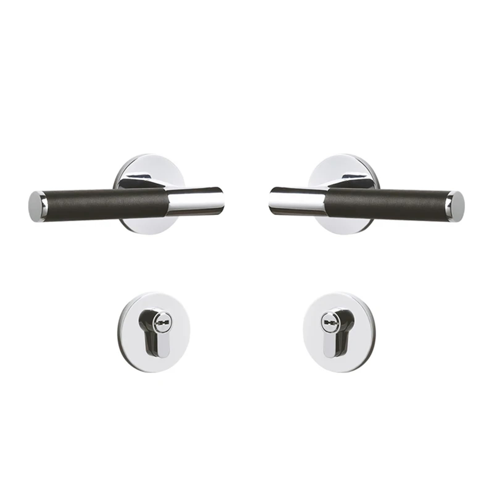 Serratura per porta in pelle e ottone con doppia leva in legno nero, maniglie fittizie, 1 pezzo (Dummy-Black)