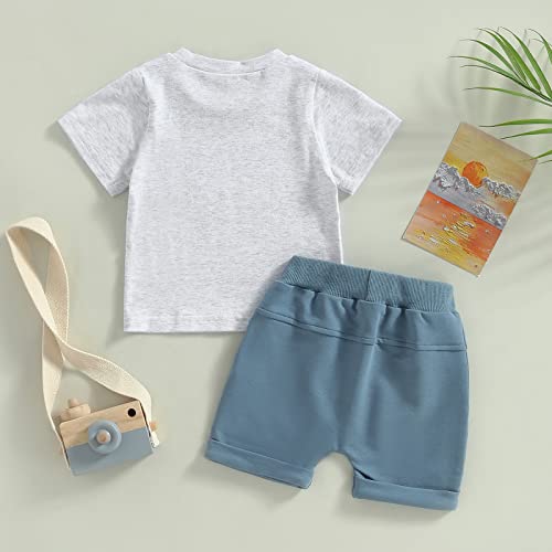 Yingisfitm 4Th/Fourth Of July Baby Boy Outfit Short Sleeve T Shirts Top Stars Stripes Shorts Summer Clothes Set (Grey Cowboy,18-24 Months) #TOP2