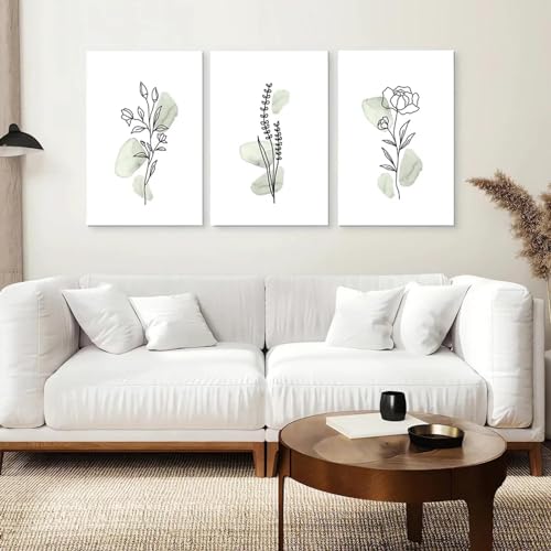 Impression sur toile minimaliste déco murale botanique verte