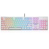 【Varios modos de luz con brillo ajustable】 La retroiluminación del teclado gaming se puede cambiar entre 10 modos diferentes de efectos de luz LED preestablecidos. El brillo y la velocidad de cambio de luz son ajustables.