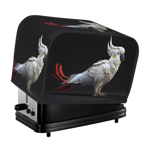 Copertura per tostapane a 2 fette, colore bianco e rosso, con tasche, per piccoli elettrodomestici da cucina, protezione dalle impronte digitali, lavabile in lavatrice