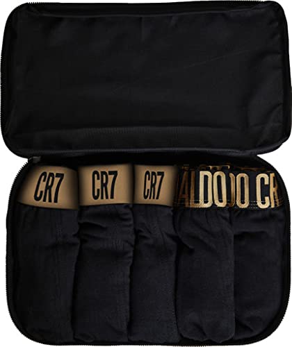 Cr7 Men's Trunk 5-Pack In Travel Zip Bag [Black & Gold] (Large) #TOP1